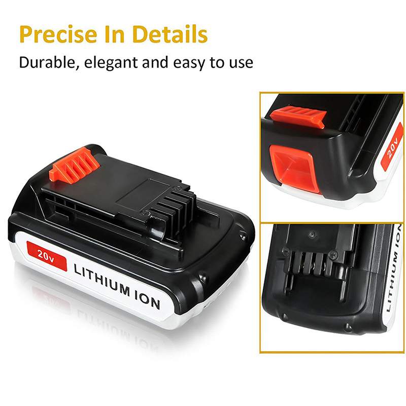 Li-ion 2000mAh 20 V csere-akkumulátorok Black \u0026 Decker LB20, LBX20, LBX4020, LB2X4020 szerszámokhoz